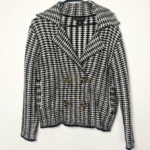 Rachel Zoe Collared Cardigan Black/White - Women’s XS